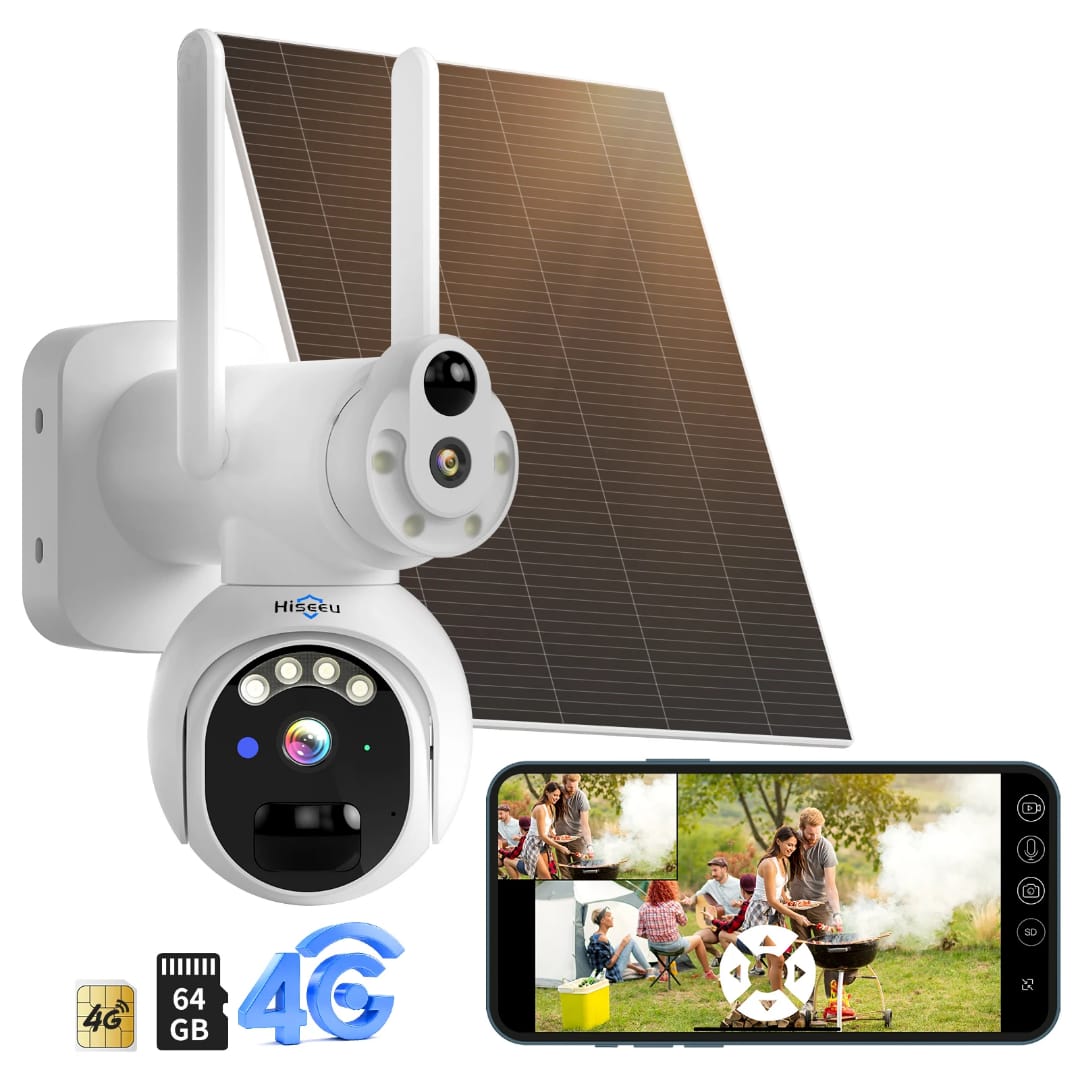 Caméra Solaire Double Objectif Dakar - Hiseeu 4G + 64Go