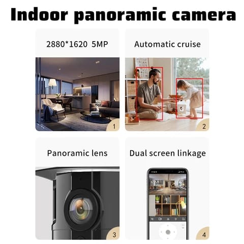 Caméra WiFi panoramique 5MP intérieure à Dakar – vue grand angle multi-objectifs